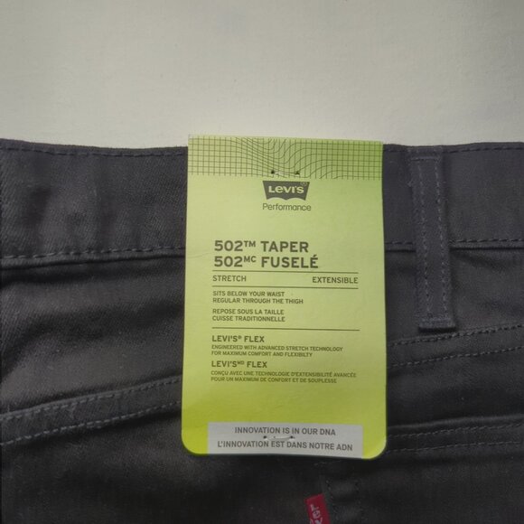 502 Levis Mens Jeans 50x30 Taper Fit Stretch Cotton Big & Tall Black Denim NWT - Picture 4 of 12